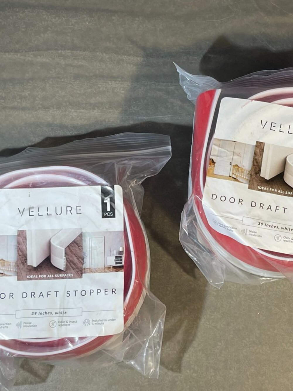 2 Vellure Door Draft Stopper NEW White 39" Each (2127)
